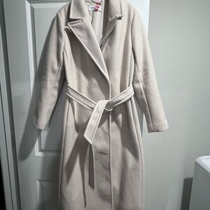 Calvin Klein Cream Faux Wool Coat